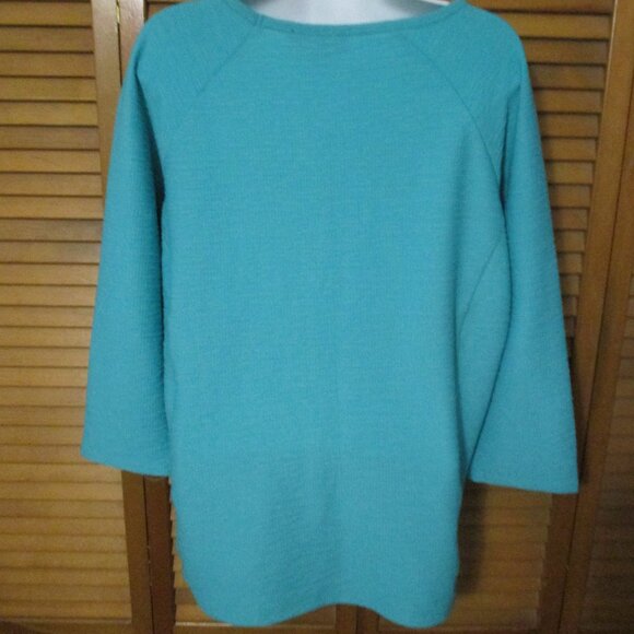 Thomas & Olivia NEW top aqua blue, soft & stretchy 3/4 sleeves size L - Picture 7 of 8
